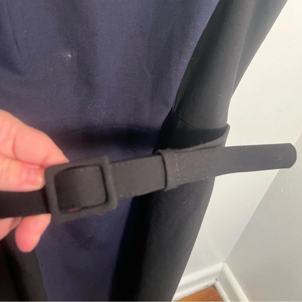 Banana Republic Womens Size 14 Wool Colorblock Sheath Dress Navy Blue Black Belt